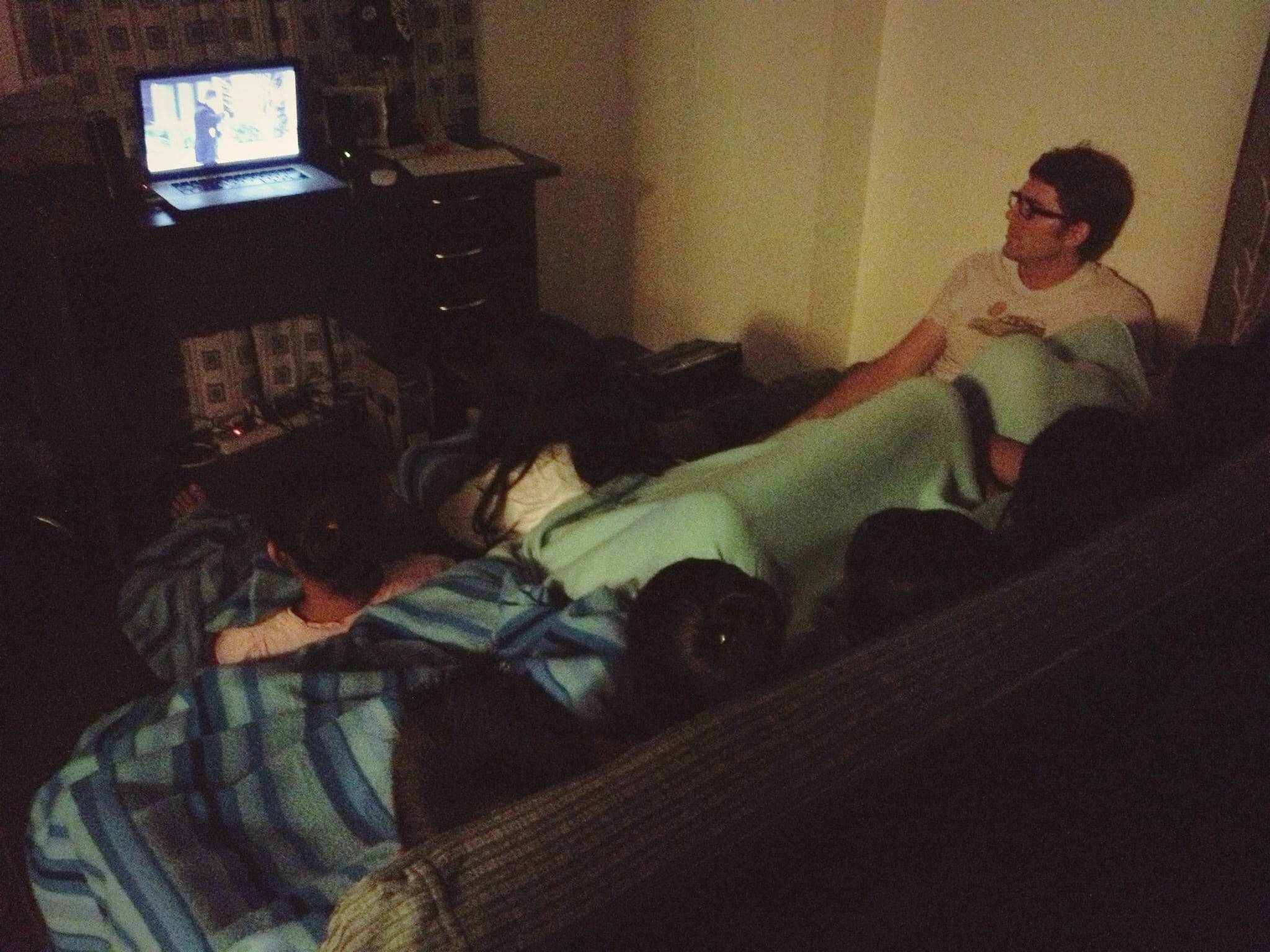 People watching a movie.