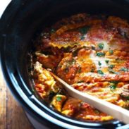 Super Easy Skinny Veggie Crockpot Lasagna - a handful of simple ingredients for a healthy family dinner. | https://lightshape.fit