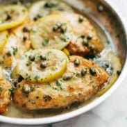 Lemon Chicken Piccata in a pan.