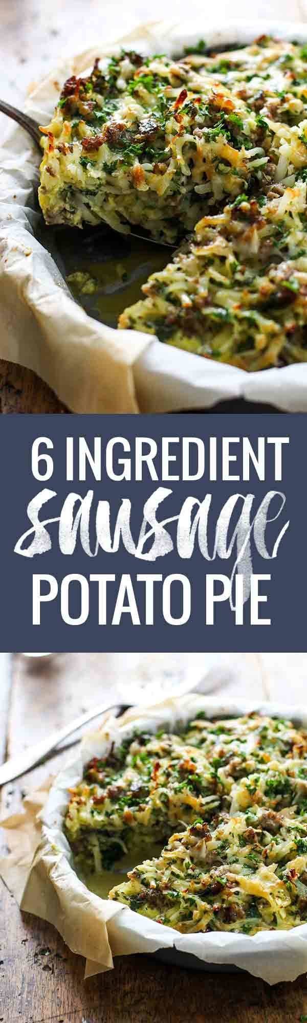 Six Ingredient Sausage Potato Pie - a simple savory brunch dish that is filling and adaptable to whatever you have on hand!