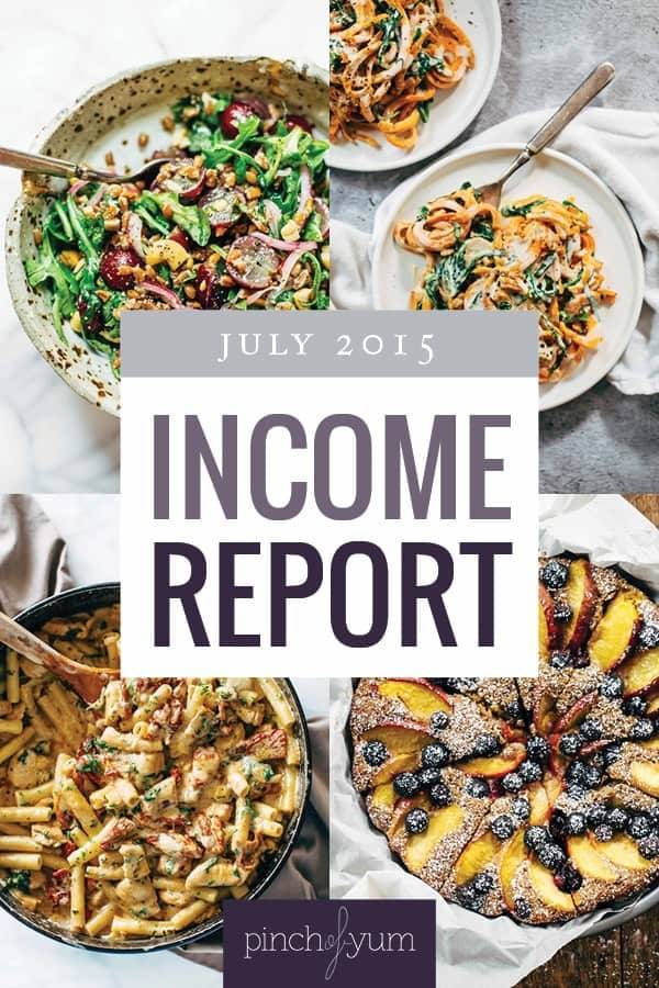 Pinch of Yum's Traffic and Income Report collage images.