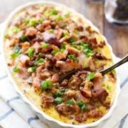 A picture of Ham and Sausage Hashbrown Egg Bake