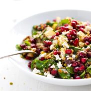 Rainbow Quinoa Salad in a bowl with fork.